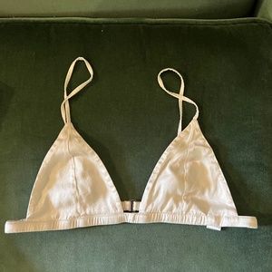 Fleur du Mal White Silk Luxe Triangle Bra